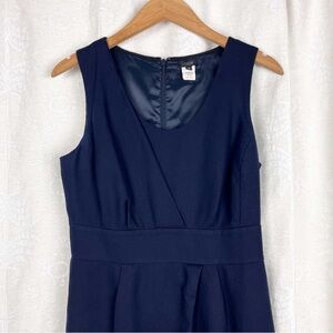 J. Crew gathered sleeveless navy blue cotton shift dress